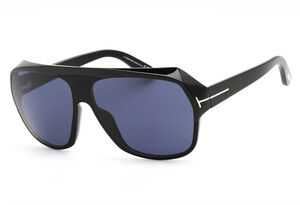 TOM FORD HAWKINGS-02 FT0908 01V Sunglasses Black Frame Blue Lenses 62mm